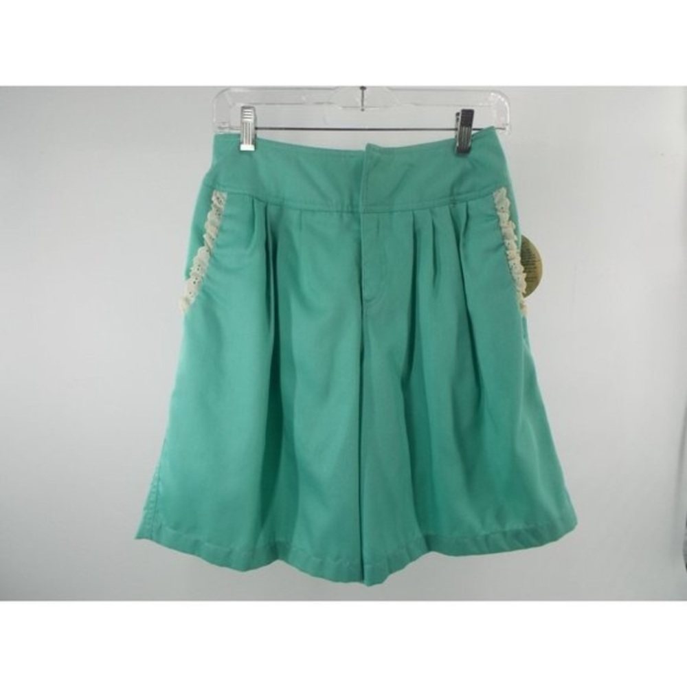 Vintage Bette Coffina Cool It Mint Green Pleated High Waisted Shorts Size 8